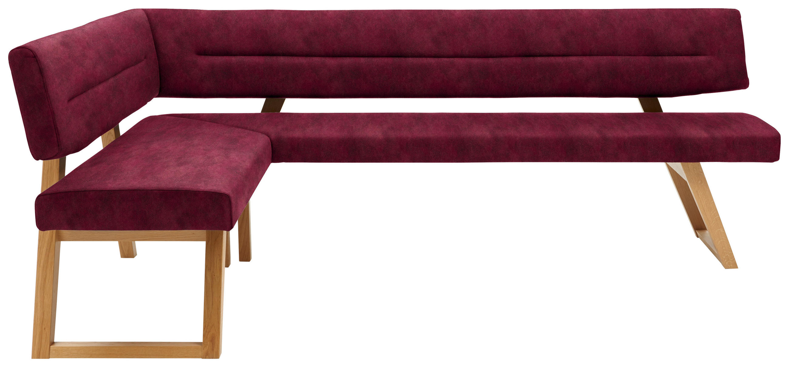 ECKBANK 155/225 cm  in Dunkelrot  - Eichefarben/Dunkelrot, KONVENTIONELL, Holz/Textil (155/225cm) - Dieter Knoll