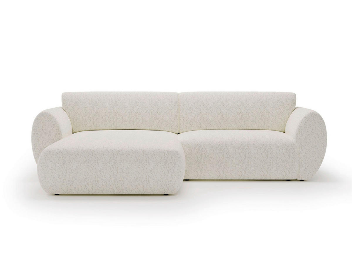 ECKSOFA SOLIS in Chenille Creme  170/288 cm  - Creme/Schwarz, Design, Kunststoff/Textil (170/288cm) - Livetastic