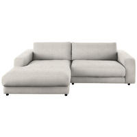 ECKSOFA in Chenille Hellgrau  - Hellgrau/Schwarz, Design, Kunststoff/Textil (190/270cm) - Lomoco