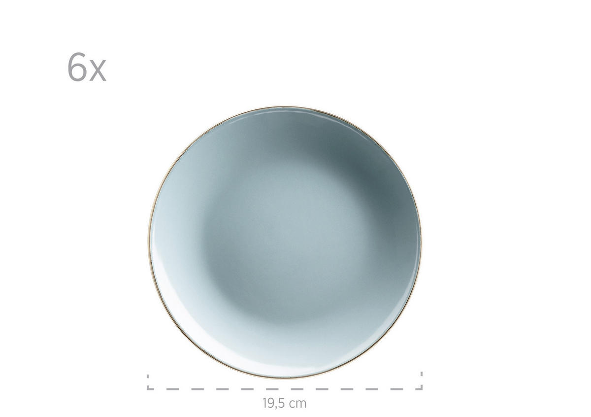 KOMBISERVICE Metallic Rim 24-teilig  - Blau, Basics, Keramik (43/32,5/32cm) - Mäser
