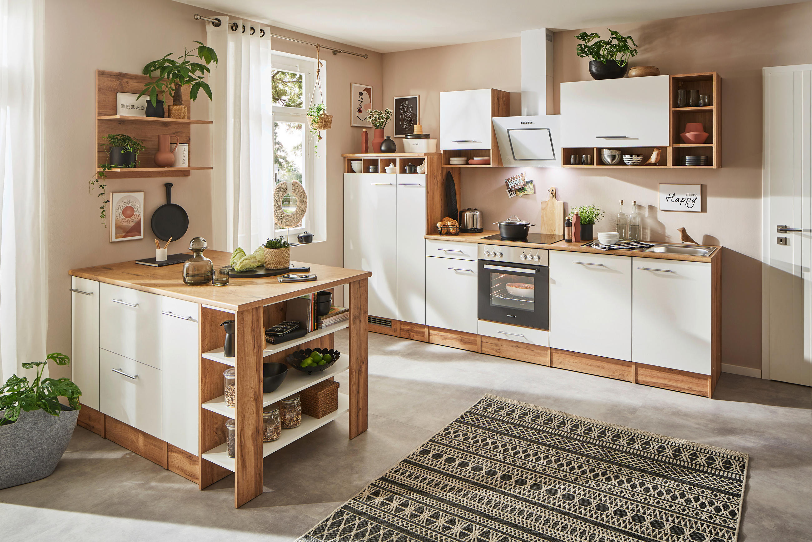 MODULKÖK 310-150 cm   i vit  - vit/skogsek, Design, metall/trämaterial (310-150cm) - Respekta