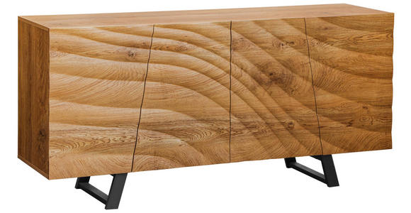 SIDEBOARD in 160/75/42 cm - Eichefarben/Schwarz, LIFESTYLE, Holzwerkstoff/Metall (160/75/42cm) - Carryhome