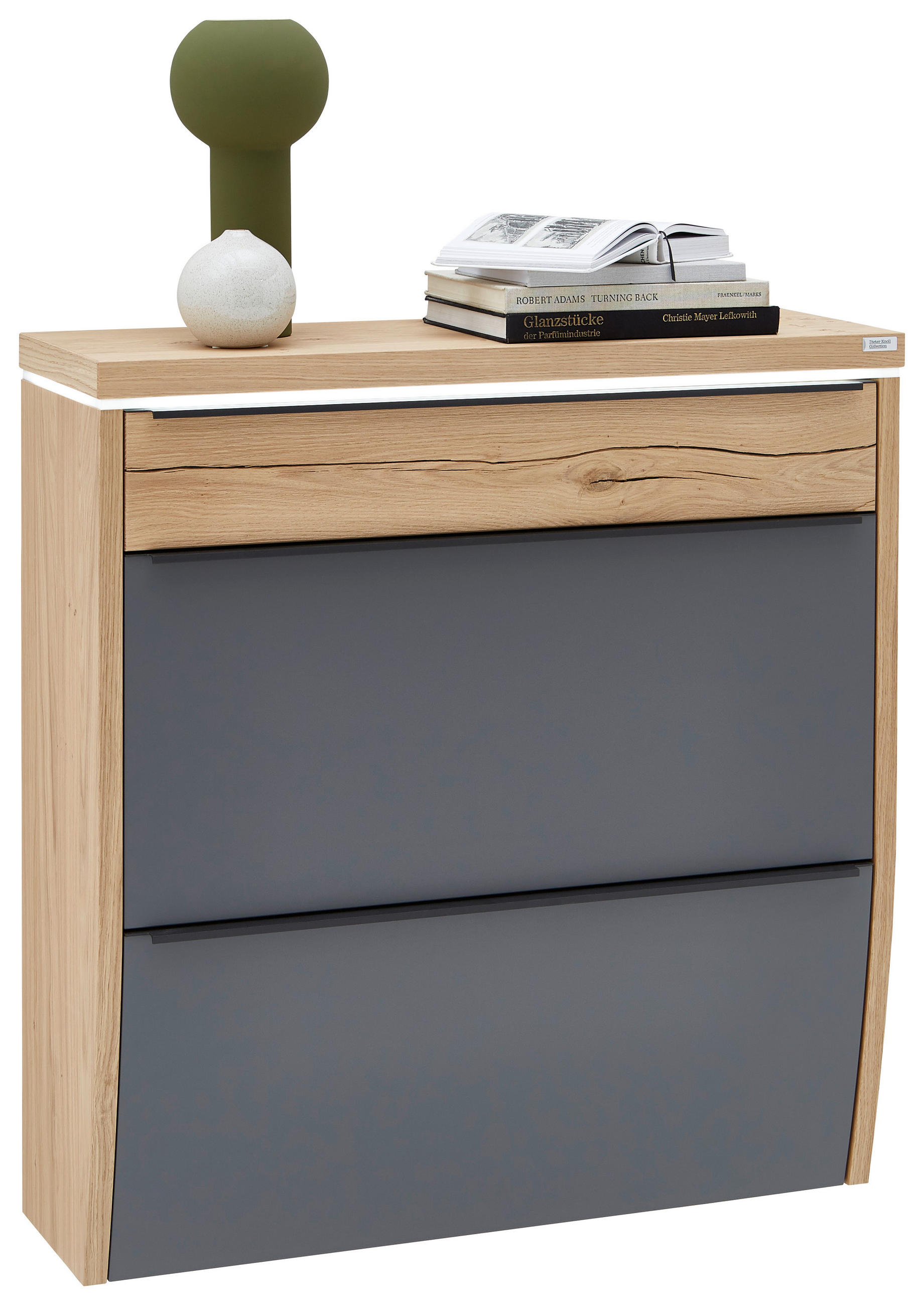 HÄNGESCHUHSCHRANK furniert, massiv Grau, Eichefarben - Eichefarben/Anthrazit, Design, Holzwerkstoff/Metall (92/96/31cm) - Dieter Knoll