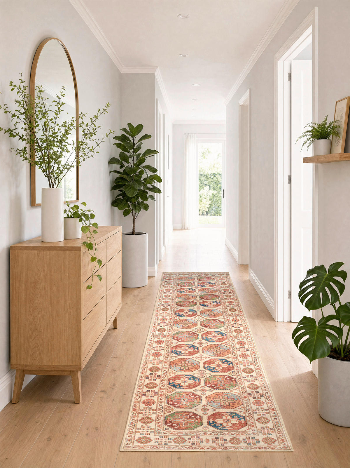 LÄUFER Living Bathian 80/300 cm  in Creme, Terracotta, Graublau  - Graublau/Terracotta, LIFESTYLE, Kunststoff/Textil (80/300cm) - Lindorug
