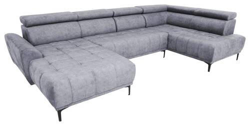 WOHNLANDSCHAFT in Velours Grau  - Schwarz/Grau, Design, Textil/Metall (172/340/191cm) - Stylife