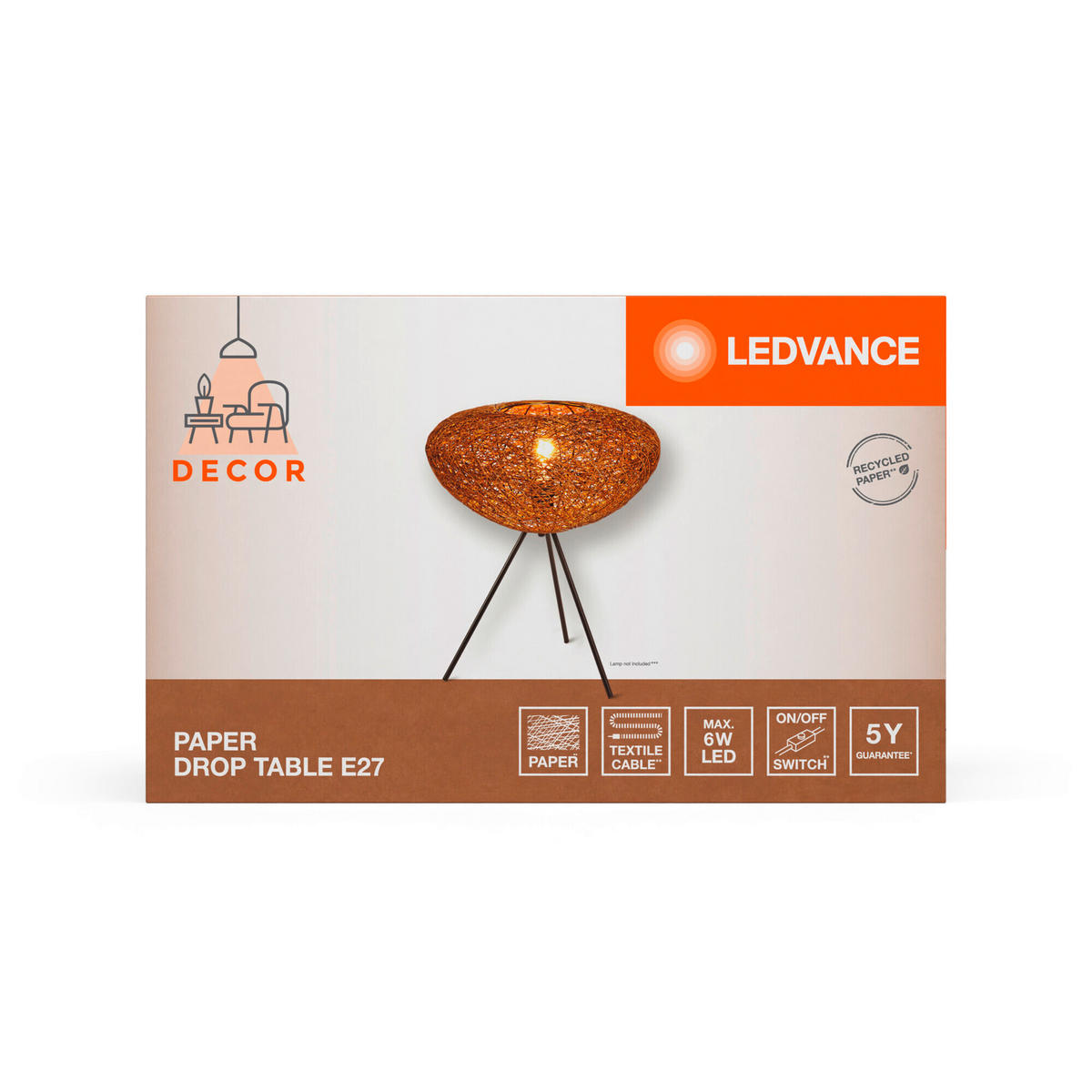 TISCHLEUCHTE 39,5/47,6 cm   - Beige, Natur, Papier/Metall (39,5/47,6cm) - Ledvance