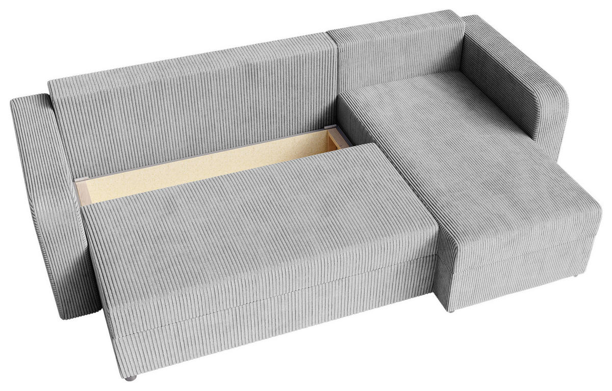 ECKSOFA Grau Cord  - Schwarz/Grau, KONVENTIONELL, Kunststoff/Textil (140/240cm) - Carryhome