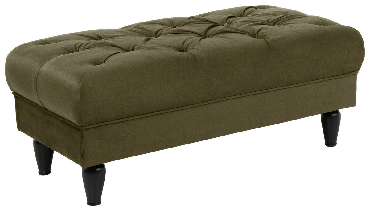 HOCKER Textil Olivgrün  - Schwarz/Olivgrün, Design, Holz/Textil (110/44/56cm) - MID.YOU