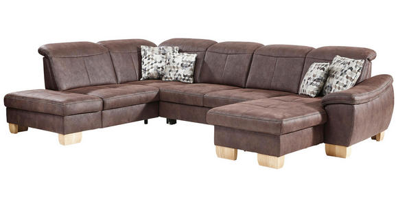 WOHNLANDSCHAFT Braun - Eichefarben/Beige, LIFESTYLE, Textil (243/342/185cm) - Voleo