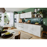 KÜCHENLEERBLOCK 390 cm   in Weiß  - Edelstahlfarben/Eichefarben, Basics, Holzwerkstoff/Metall (390cm) - Welnova