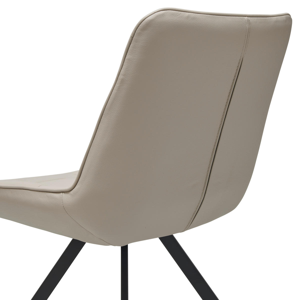 STUHL  in Stahl Echtleder pigmentiert  - Beige/Schwarz, Design, Leder/Metall (56/86/60cm) - Livetastic