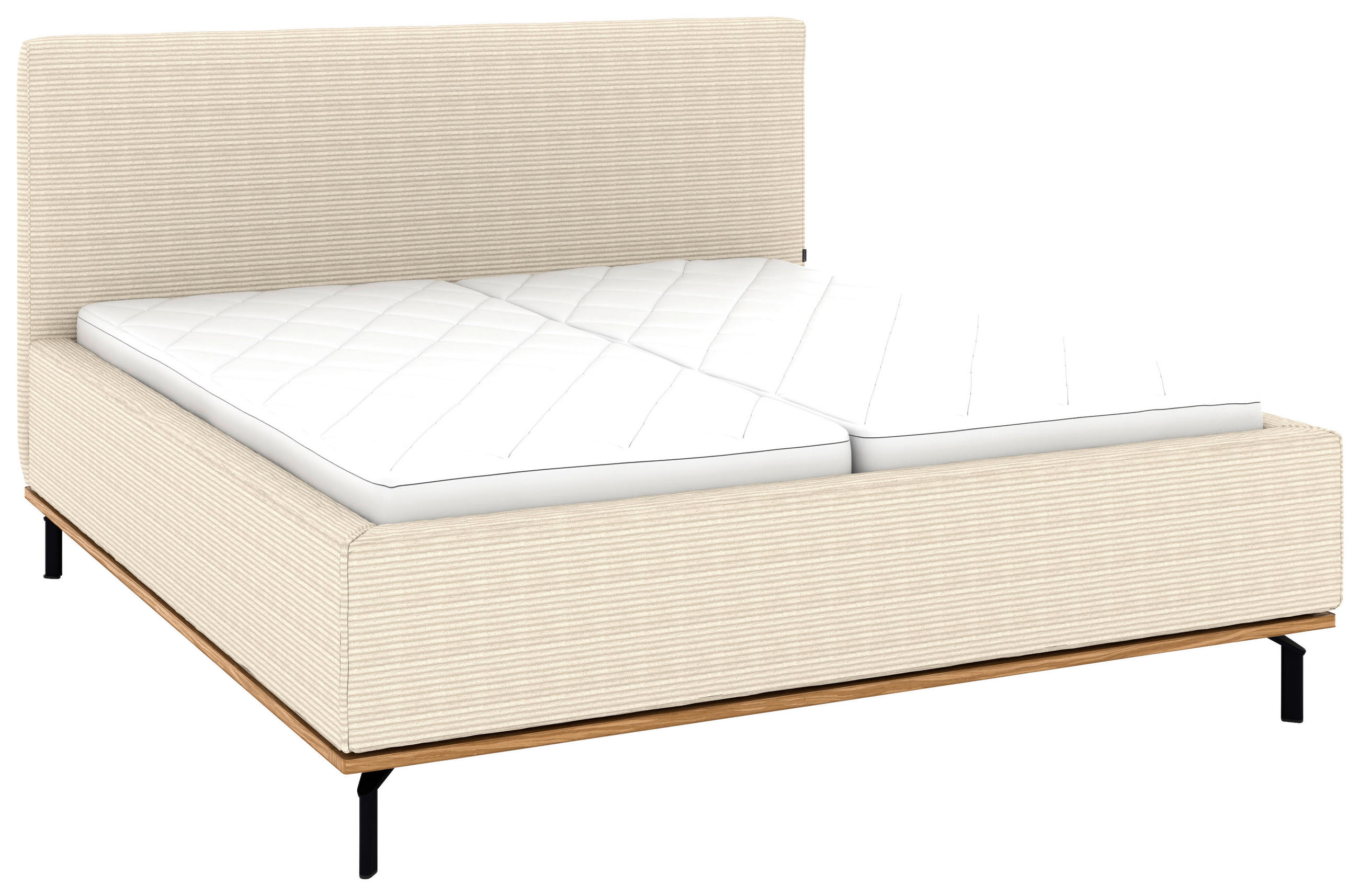 POLSTERBETT 160/200 cm,  in Creme, Matratze, Lattenrost, Bettkasten, H2 + H3 = mittel + fest  - Creme/Graphitfarben, Design, Holz/Textil (160/200cm) - Musterring