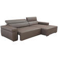 ECKSOFA DUA in Echtleder Grau  293/170 cm  - Chromfarben/Grau, Design, Leder/Metall (293/170cm) - Novel