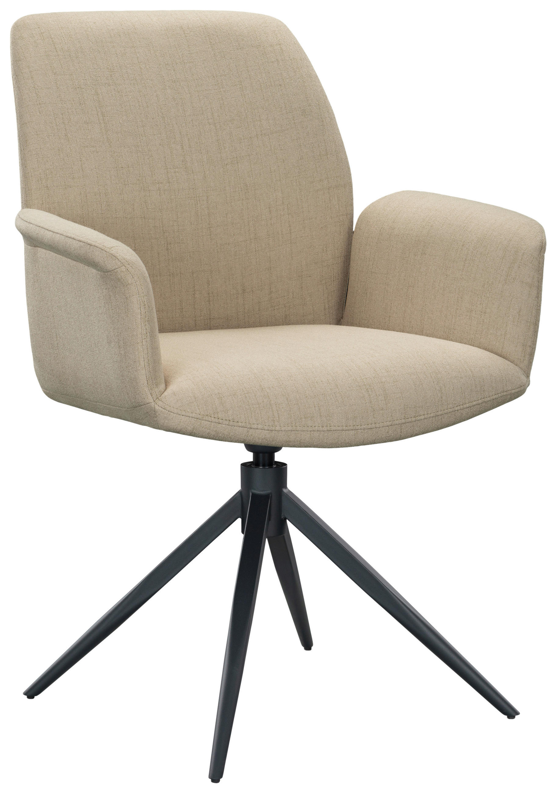 ARMLEHNSTUHL  Sitzfläche 360° drehbar, automatische Rückholfunktion Mikrofaser  Schwarz, Beige  - Beige/Schwarz, Design, Textil/Metall (66/89/64,5cm) - Novel