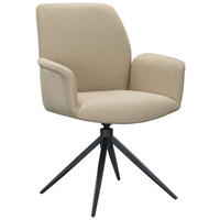 ARMLEHNSTUHL  Sitzfläche 360° drehbar, automatische Rückholfunktion Mikrofaser  Schwarz, Beige  - Beige/Schwarz, Design, Textil/Metall (66/89/64,5cm) - Novel