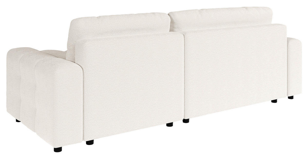ECKSOFA Luki Weiß Bouclé  - Schwarz/Weiß, Design, Kunststoff/Textil (233/142cm) - Livetastic