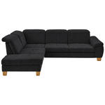 ECKSOFA  in Flachgewebe Schwarz  243/301 cm  - Wildeiche/Schwarz, Natur, Holz/Textil (243/301cm) - Voleo