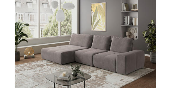 ECKSOFA in Velours Braun 174/347 cm - Schwarz/Braun, Design, Kunststoff/Textil (174/347cm) - Xora