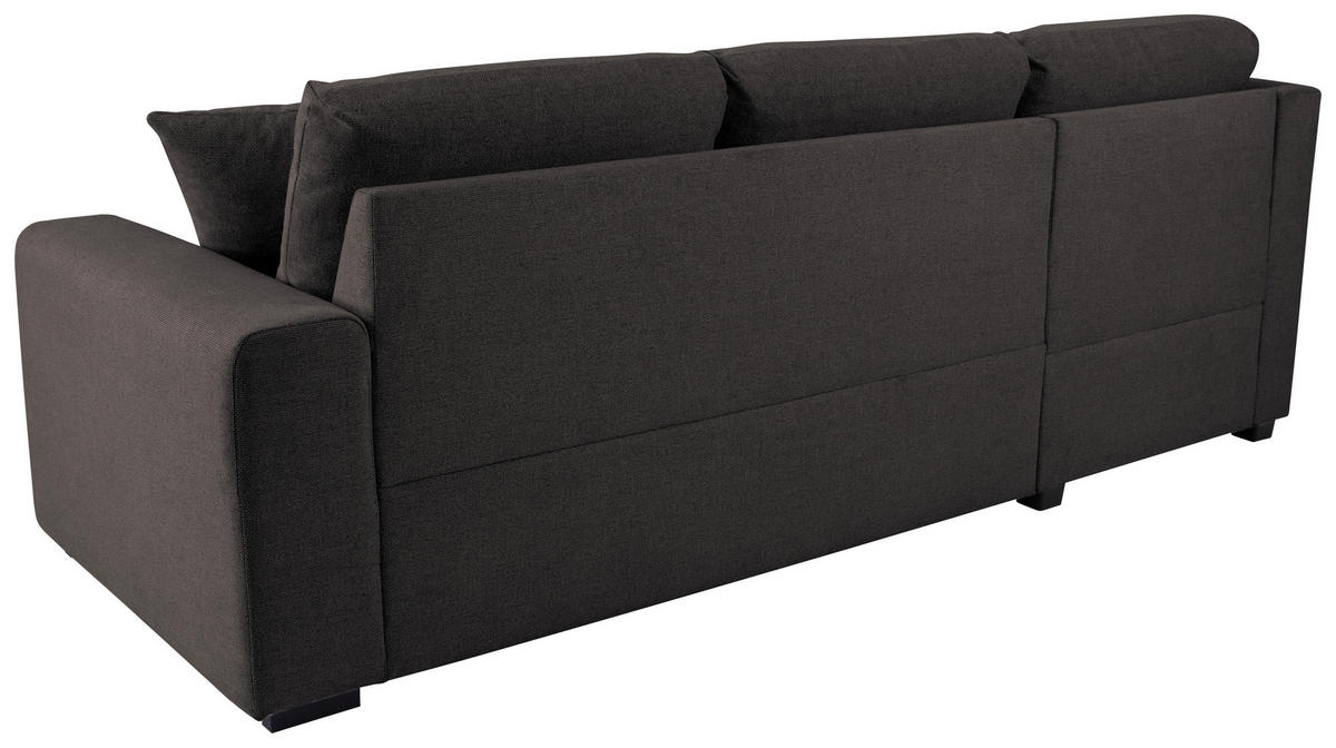 ECKSOFA LUKAS Dunkelbraun Struktur Zierkissen, Bettkasten  - Dunkelbraun, Trend, Textil (158/239cm) - P & B