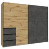 SCHWEBETÜRENSCHRANK  in Dunkelgrau, Eiche Artisan  - Dunkelgrau/Schwarz, KONVENTIONELL, Holzwerkstoff/Metall (250/200/61cm) - Carryhome