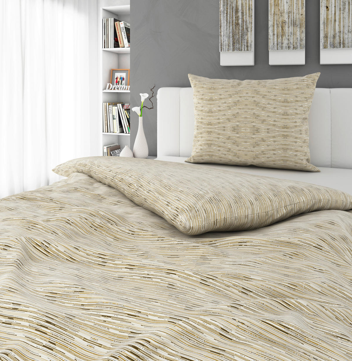 POSTELJINA 140/200 cm  AUSTIN  - boje pijeska, Basics, tekstil (140/200cm) - Bio:Vio