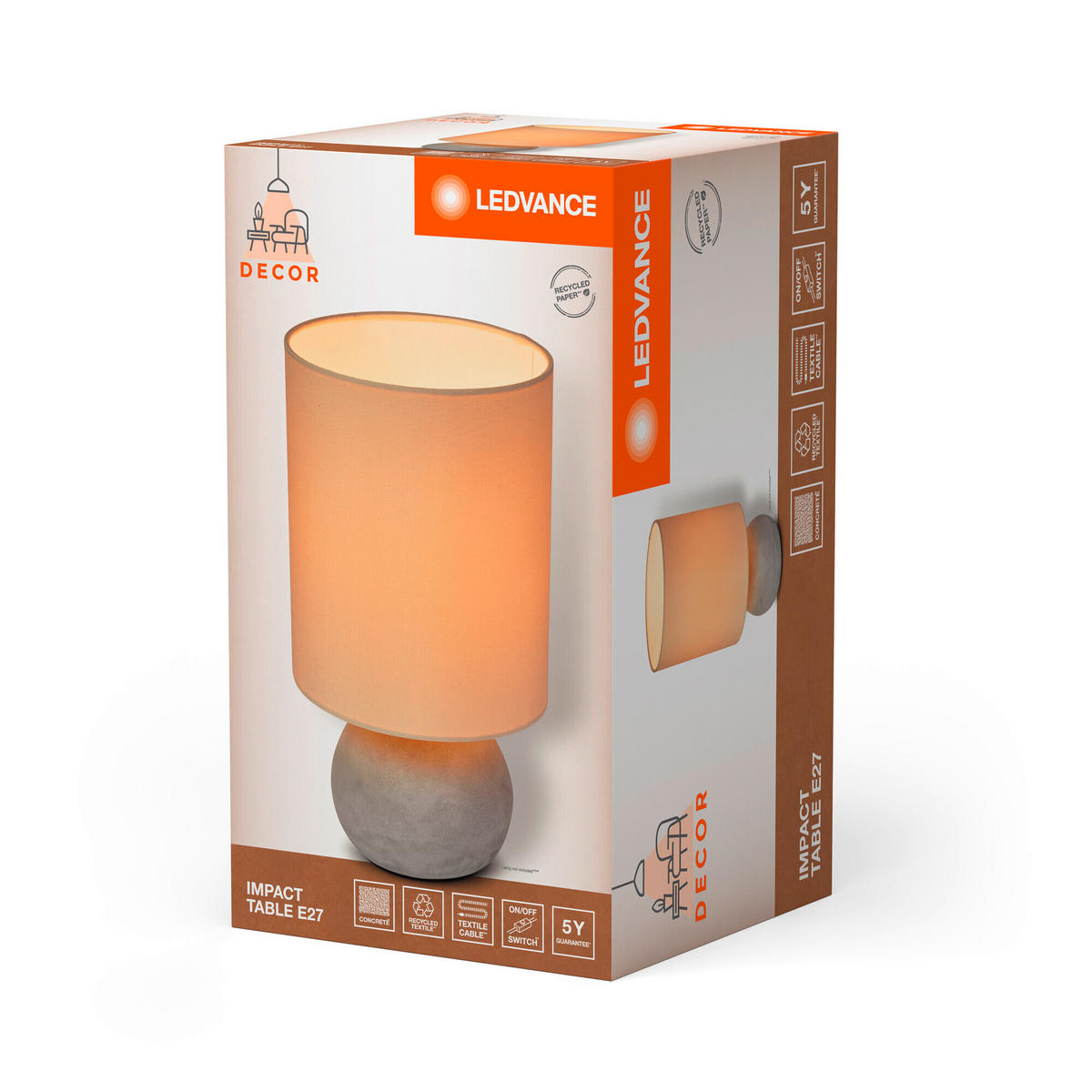 TISCHLEUCHTE 22/38 cm   - Beige/Grau, Natur, Stein (22/38cm) - Ledvance