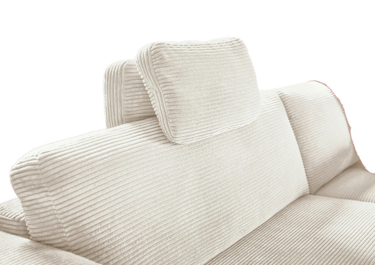 ECKSOFA inkl. Relaxfunktion Naturfarben Cord  - Schwarz/Naturfarben, Design, Kunststoff/Textil (296/168cm) - Pure Home Lifestyle