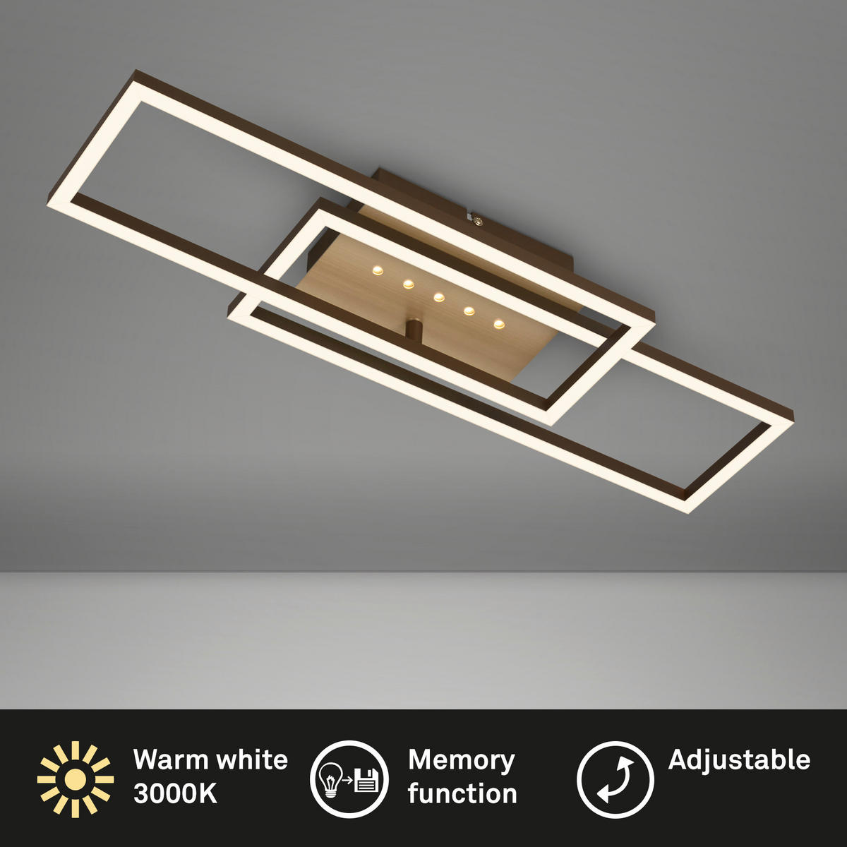 LED-TAKLAMPA 56/18/7,5 cm  - brun/guldfärgad, Basics, metall/plast (56/18/7,5cm)