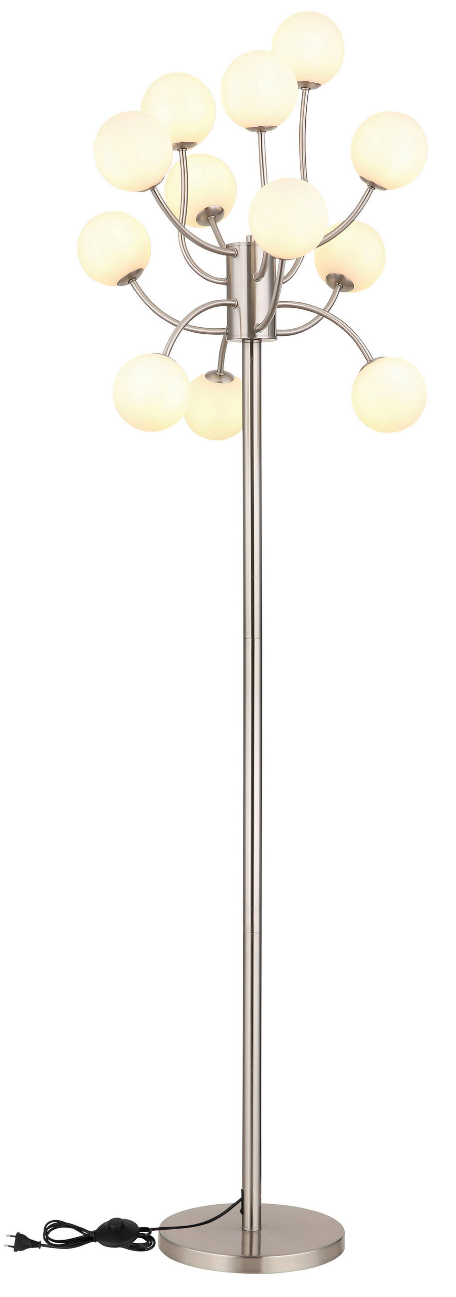 LED-STEHLEUCHTE - Weiss/Schwarz, Konventionell, Glas/Kunststoff (62/200cm) - Globo