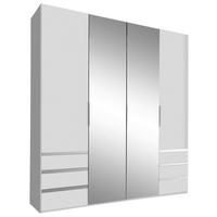 DREHTÜRENSCHRANK 200/216/58 cm,  in Silberfarben, Weiß, 4-türig  - Chromfarben/Silberfarben, MODERN, Glas/Holzwerkstoff (200/216/58cm) - MID.YOU