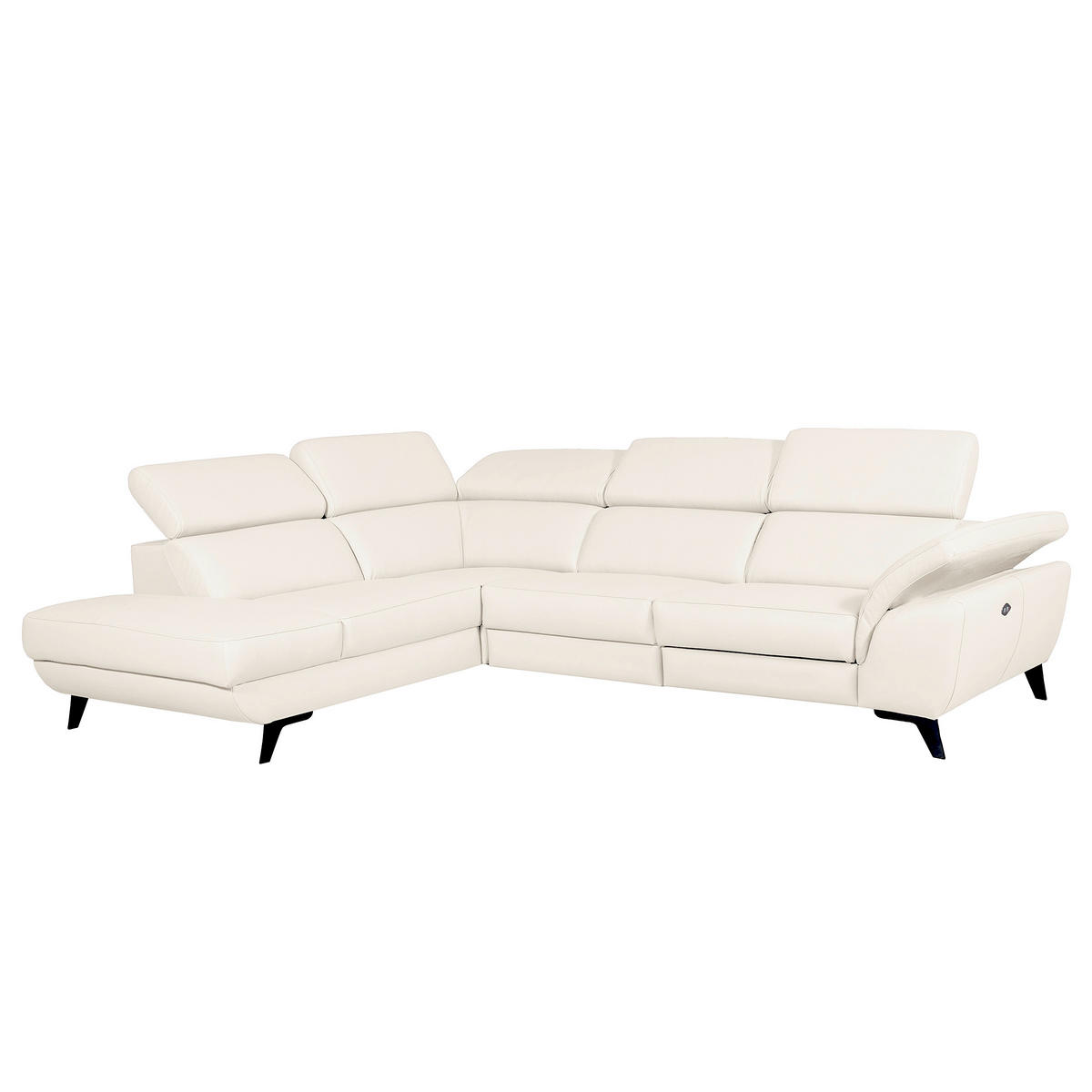 ECKSOFA DALLAS in Echtleder Creme  228/283 cm  - Creme/Schwarz, Design, Leder/Metall (228/283cm) - Livetastic