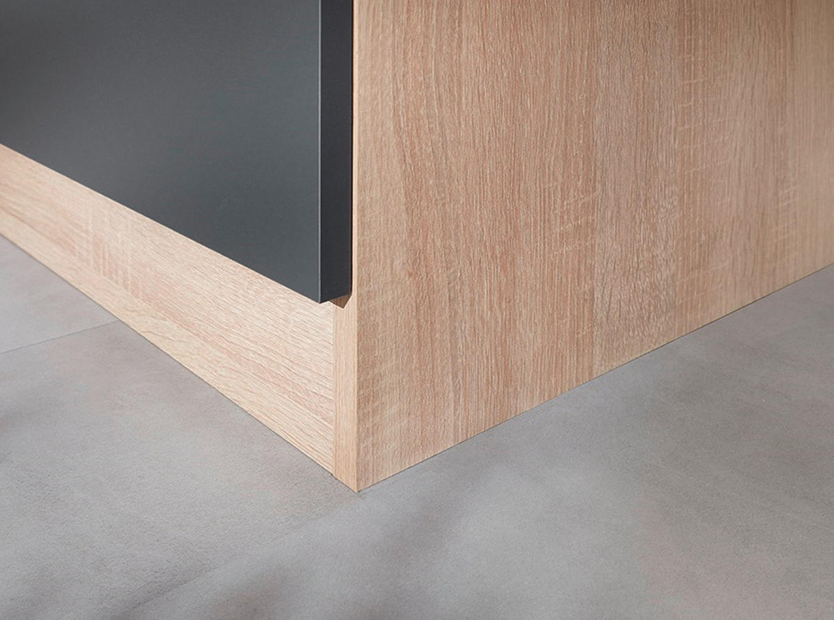 MINIKÖK 100 cm   i ekfärgad, grå  - silver/grå, Basics, metall/trämaterial (100cm) - Respekta