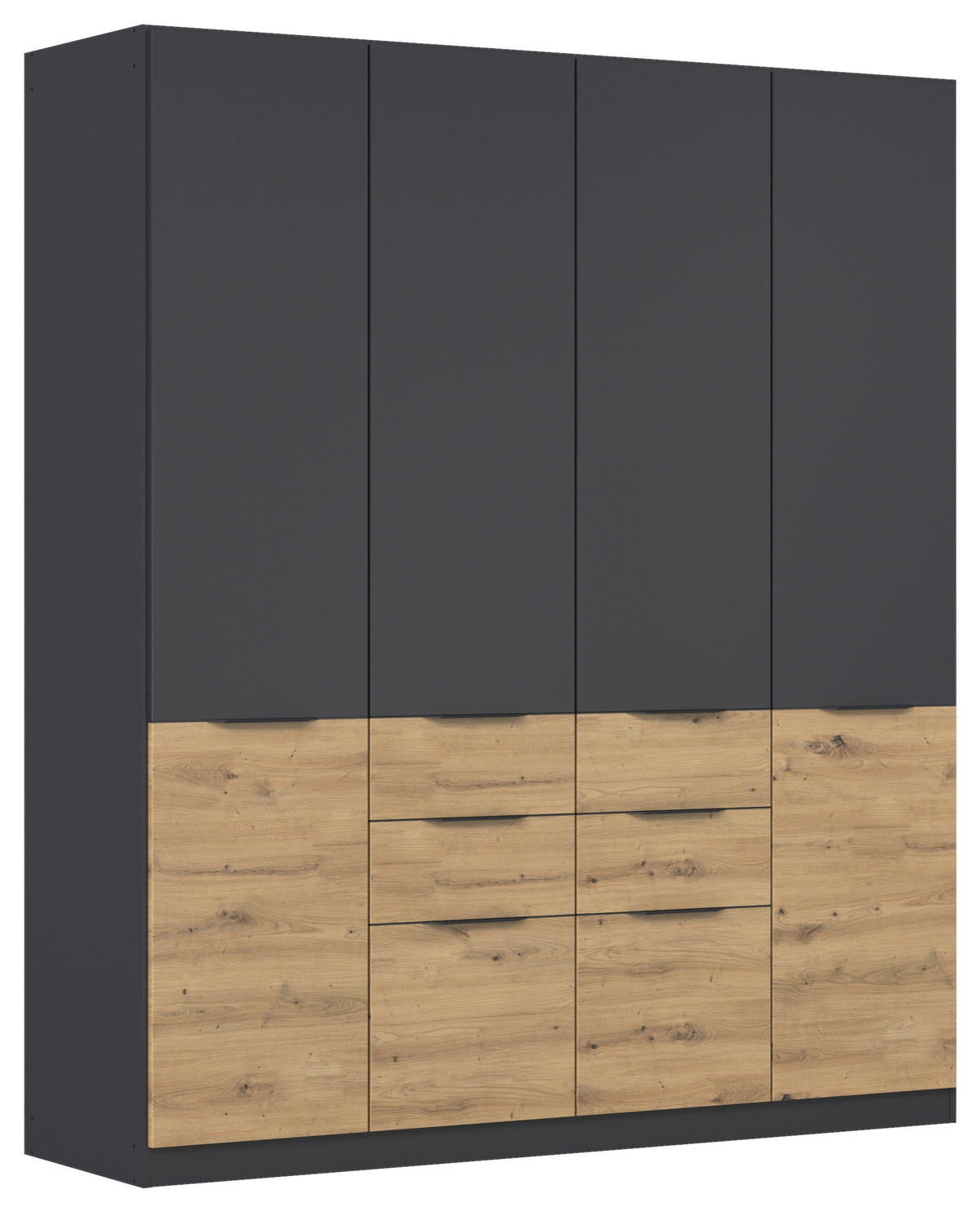 KLEIDERSCHRANK 181/210/54 cm,  in Grau, Eiche Artisan, 4-türig  - Eiche Artisan/Grau, KONVENTIONELL, Holzwerkstoff/Kunststoff (181/210/54cm) - James Wood