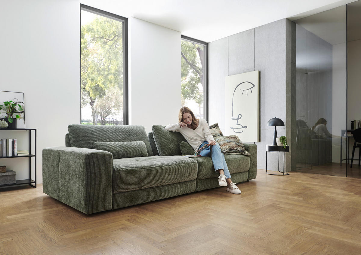 BIGSOFA in Chenille, Jacquard Dunkelgrün  - Dunkelgrün/Schwarz, Design, Kunststoff/Textil (270/83/125cm) - Niels Andersson