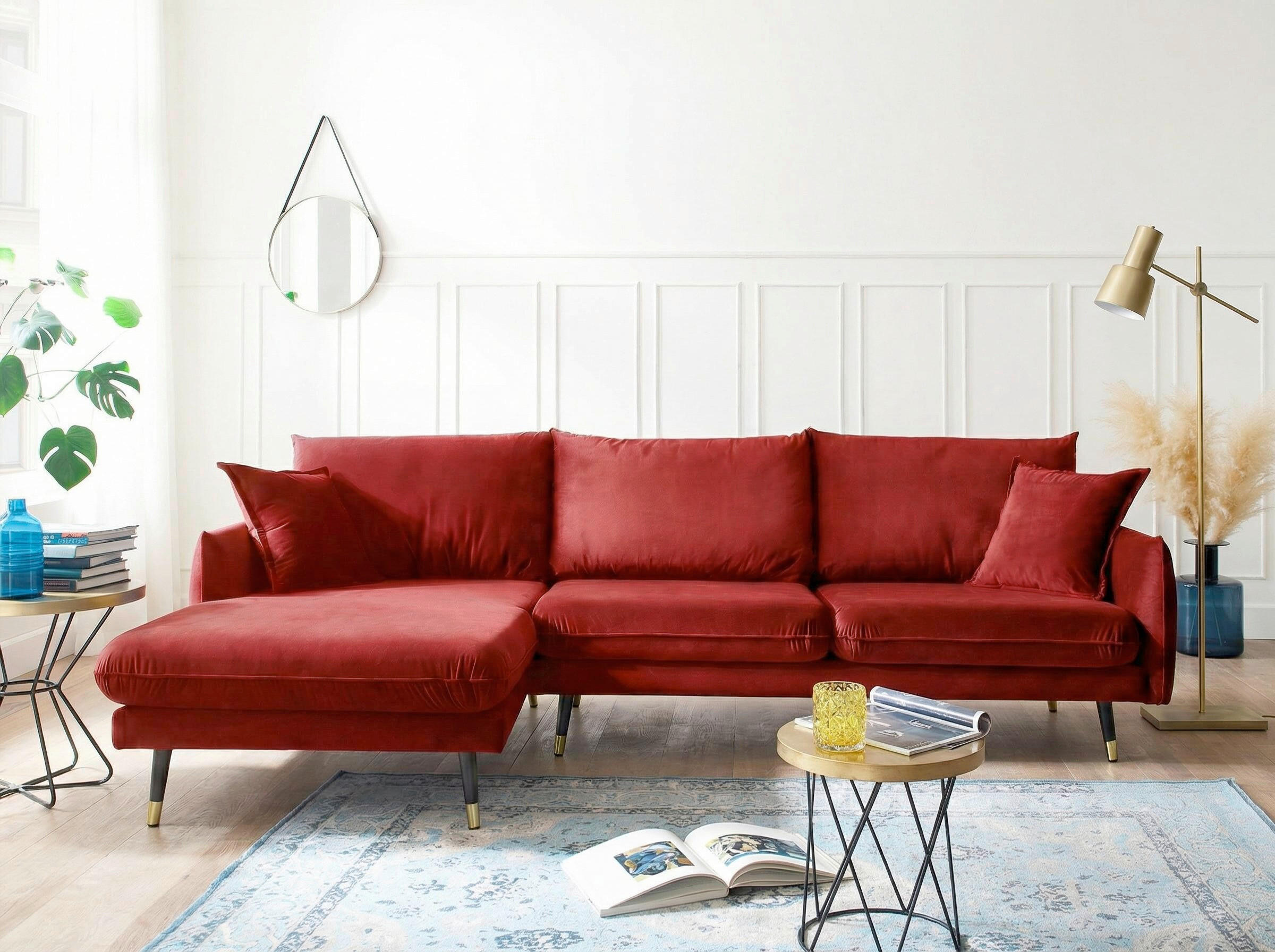 MID.YOU ROHOVÁ SEDAČKA, textil, tmavě červená