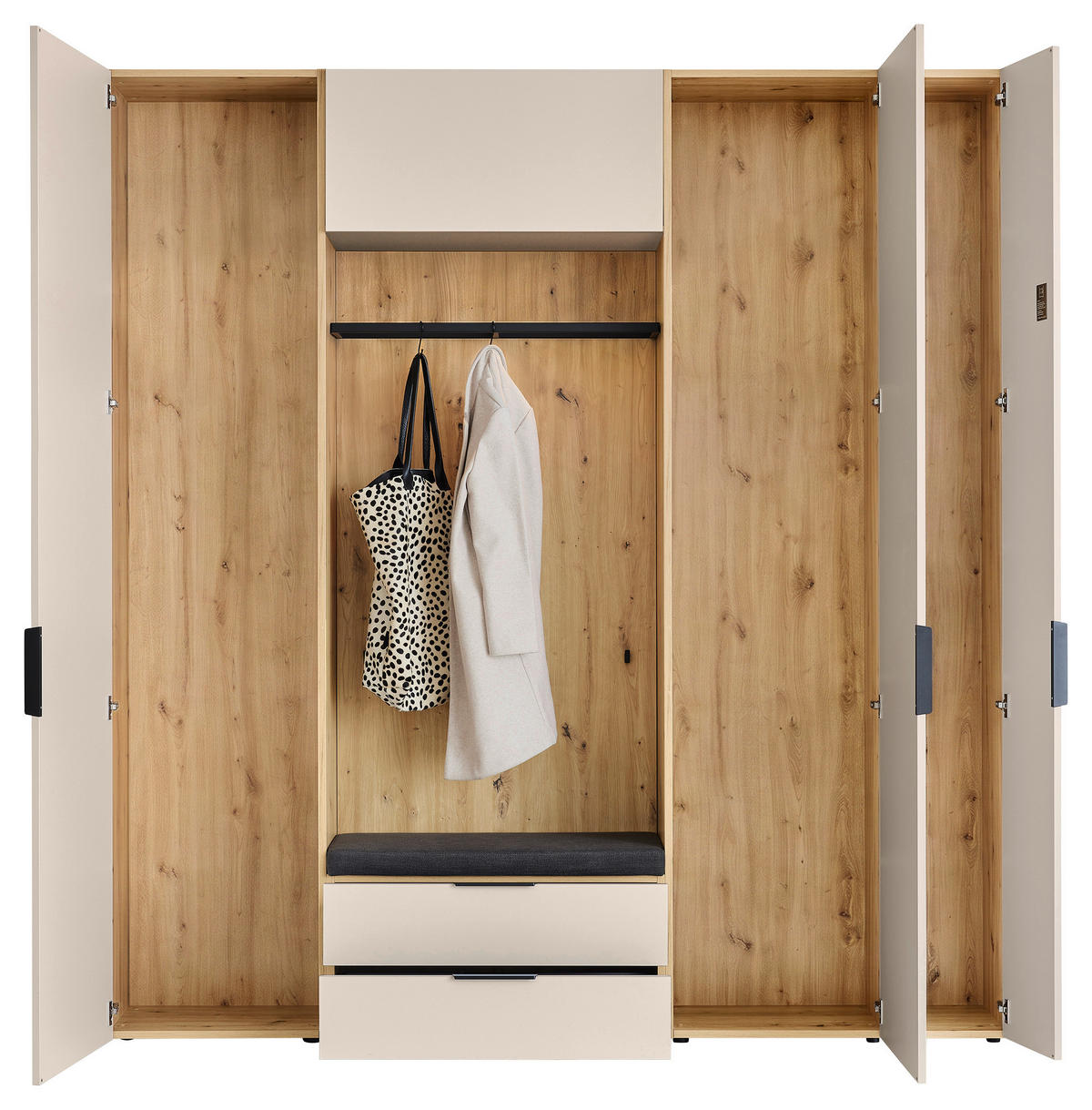 GARDEROBE 7-teilig  in 223/238/40 cm  - Anthrazit/Beige, Design, Holzwerkstoff/Textil (223/238/40cm) - Musterring