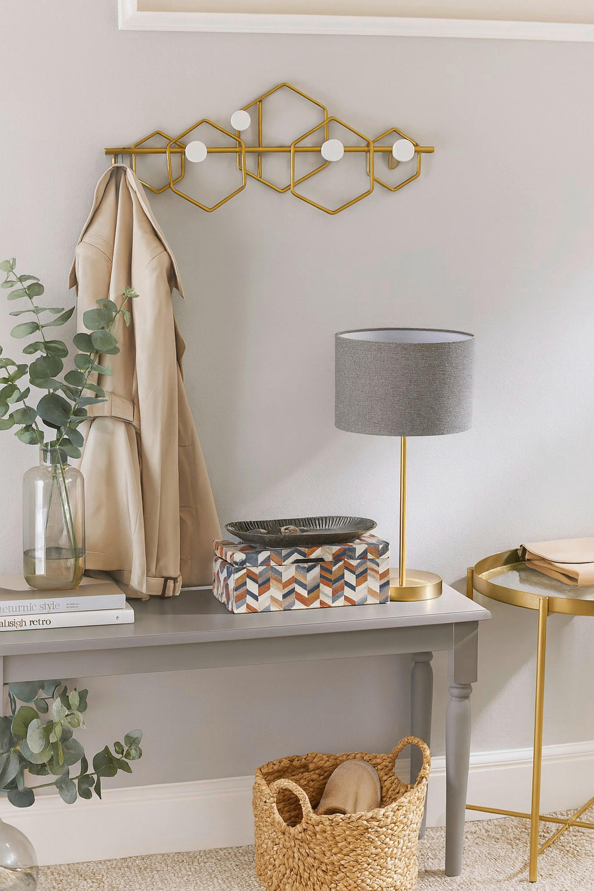 WANDGARDEROBE  in teilmassiv Goldfarben, Weiß  - Goldfarben/Weiß, Design, Holzwerkstoff/Metall (7/55/21cm) - MID.YOU