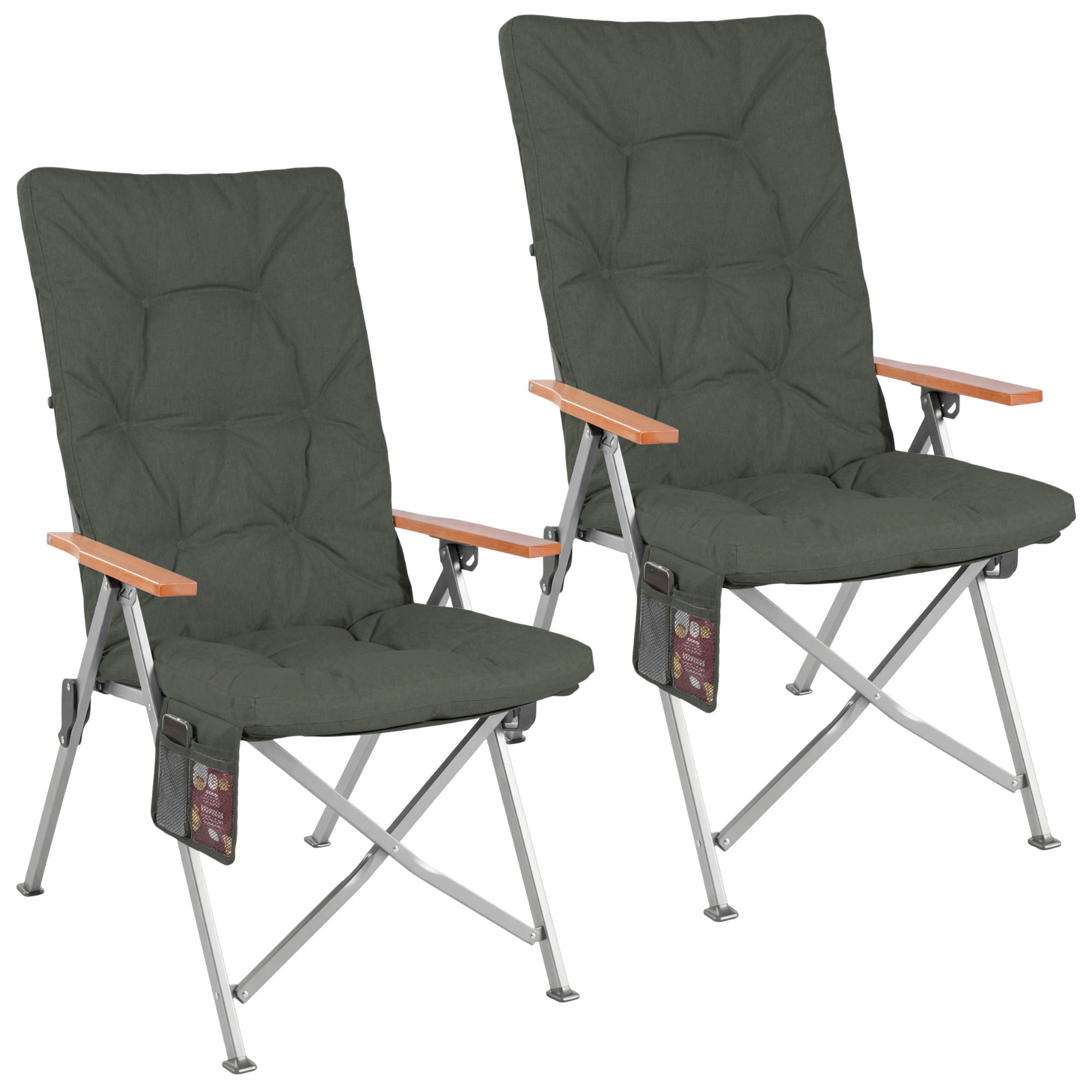CAMPING-KLAPPSTUHL - Dunkelgrün/Silberfarben, Basics, Textil/Metall (56/109/71cm) - Modante