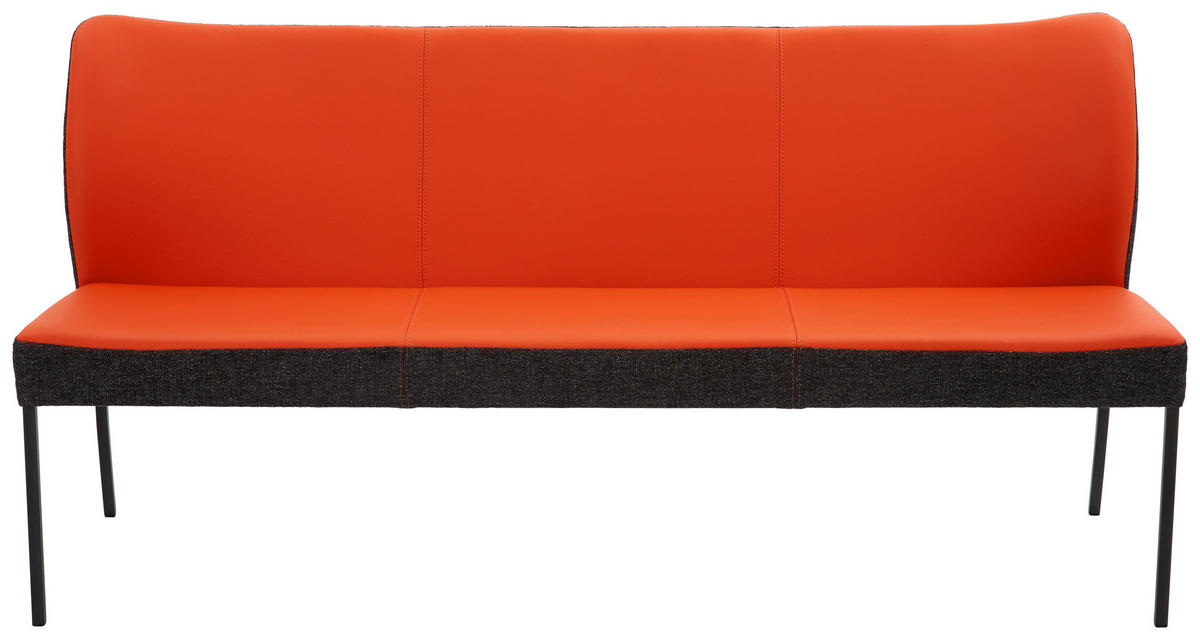 SITZBANK 120/89/65 cm  in Anthrazit, Orange  - Anthrazit/Orange, Design, Leder/Textil (120/89/65cm) - Bert Plantagie