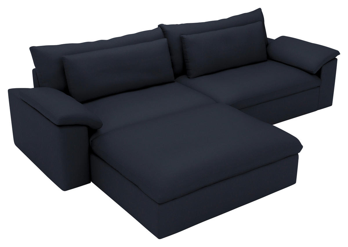 ECKSOFA  Chenille Dunkelblau  - Schwarz/Dunkelblau, Modern, Kunststoff/Textil (198/306cm) - Carryhome