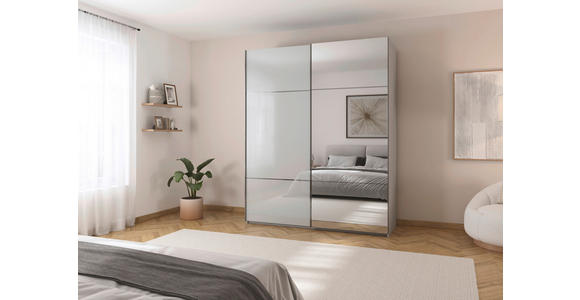 SCHWEBETÜRENSCHRANK 181/223/68 cm 2-türig - Chromfarben, KONVENTIONELL, Glas/Holzwerkstoff (181/223/68cm) - Novel