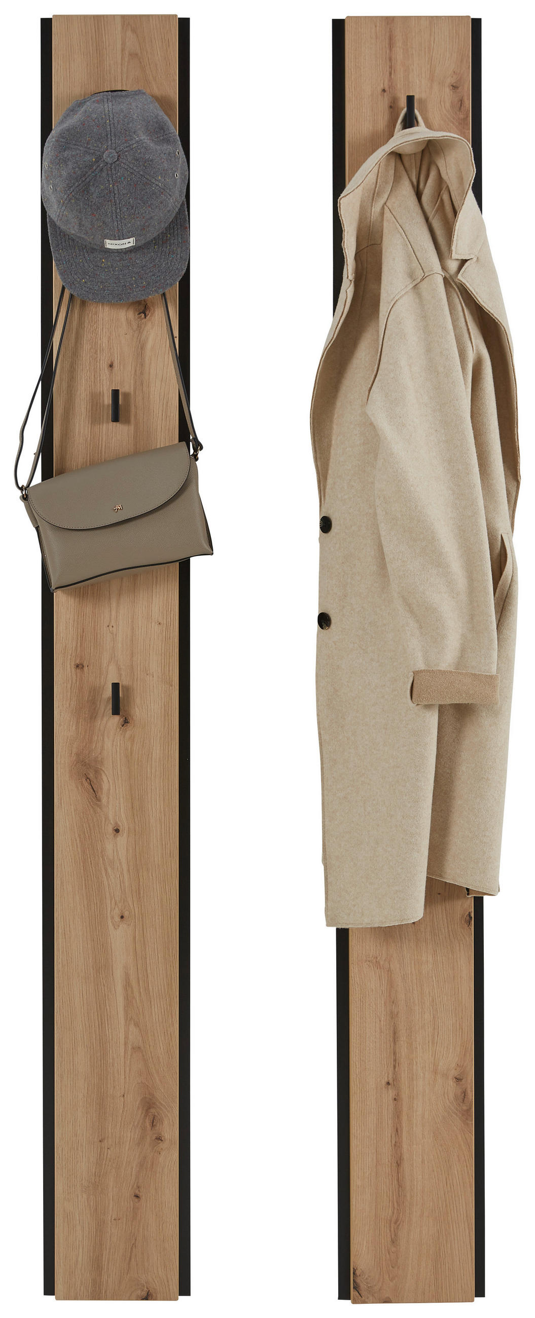 GARDEROBENPANEEL 2 Stück  in 19,6/170/3 cm  - Schwarz/Eiche Artisan, KONVENTIONELL, Holzwerkstoff (19,6/170/3cm) - Voleo