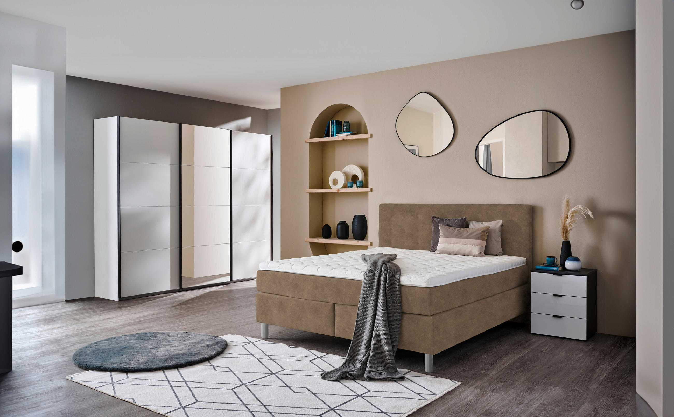 BOXSPRINGBETT 200/200 cm  in Braun  - Chromfarben/Braun, KONVENTIONELL, Kunststoff/Textil (200/200cm) - Voleo