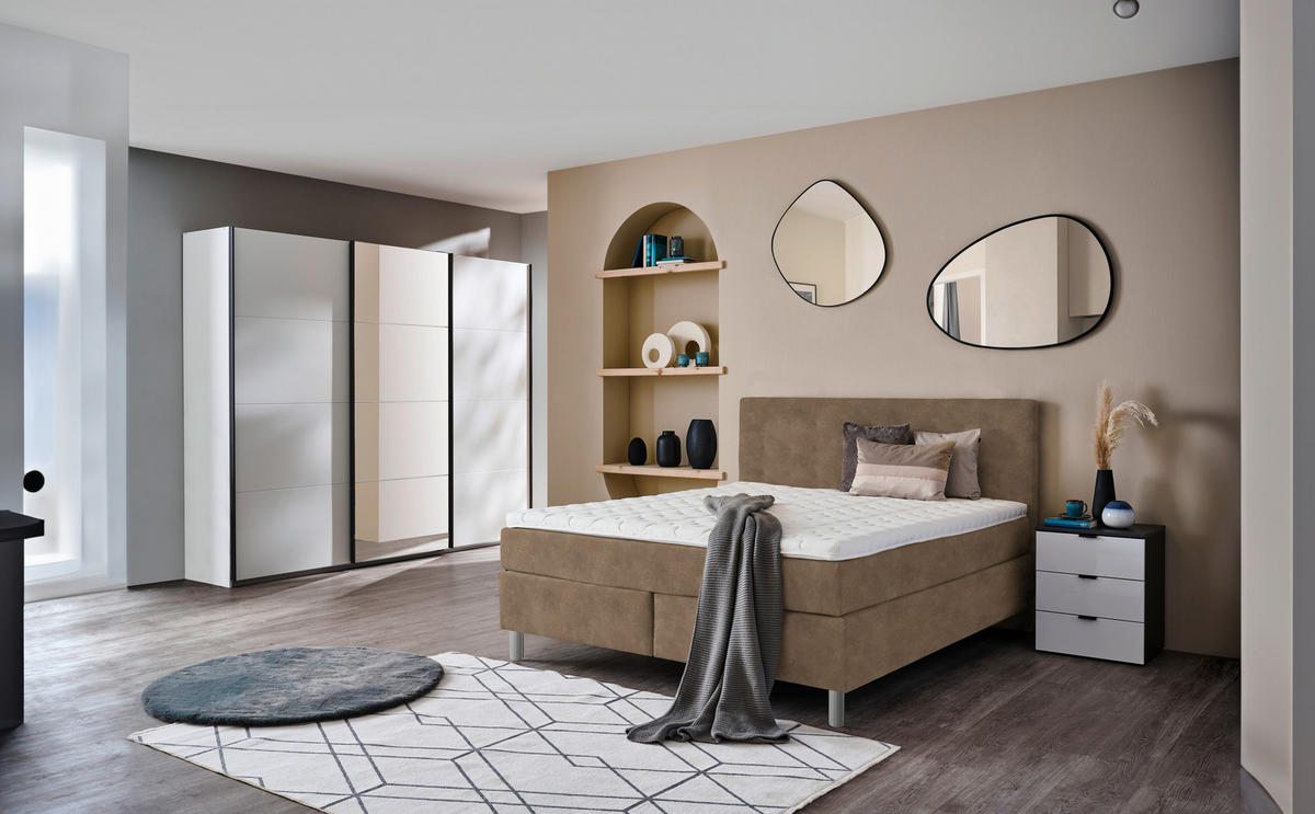 BOXSPRINGBETT 200/200 cm  in Braun  - Chromfarben/Braun, KONVENTIONELL, Kunststoff/Textil (200/200cm) - Voleo