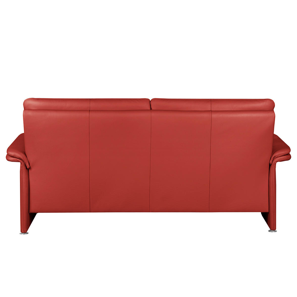 2,5-SITZER Rot Echtleder  - Silberfarben/Rot, Design, Leder/Metall (197/90/88cm) - Livetastic