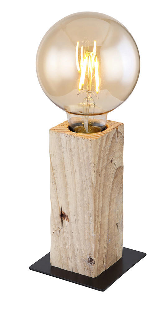 TISCHLEUCHTE 9/9/15 cm   - Schwarz/Braun, Natur, Holz/Metall (9/9/15cm) - Globo