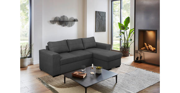 ECKSOFA in Webstoff Anthrazit  - Anthrazit/Schwarz, KONVENTIONELL, Kunststoff/Textil (243/155cm) - Carryhome