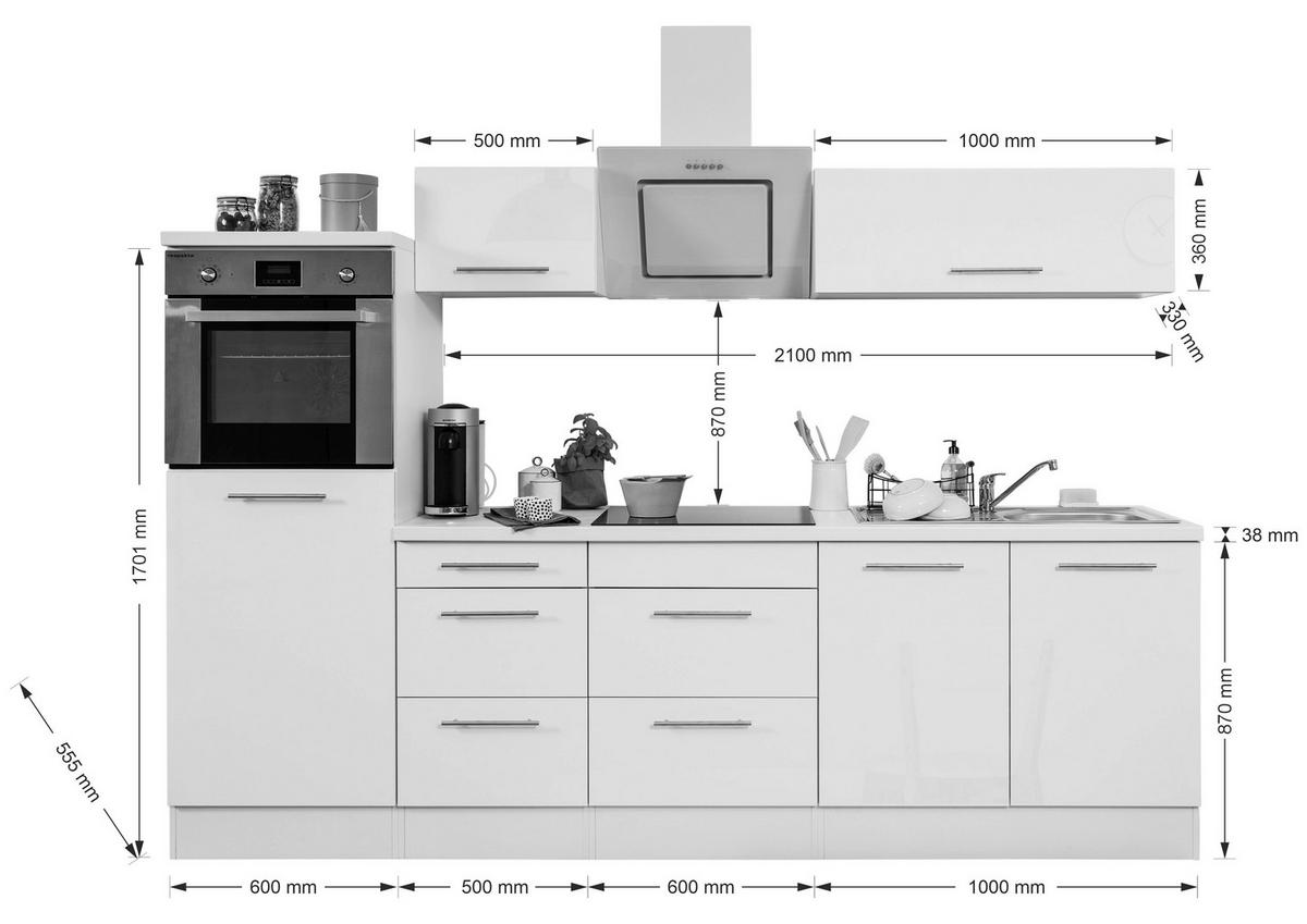 KÜCHENBLOCK 270 cm   in Grau, Eichefarben  - Edelstahlfarben/Eichefarben, Basics, Holzwerkstoff/Metall (270cm) - Respekta