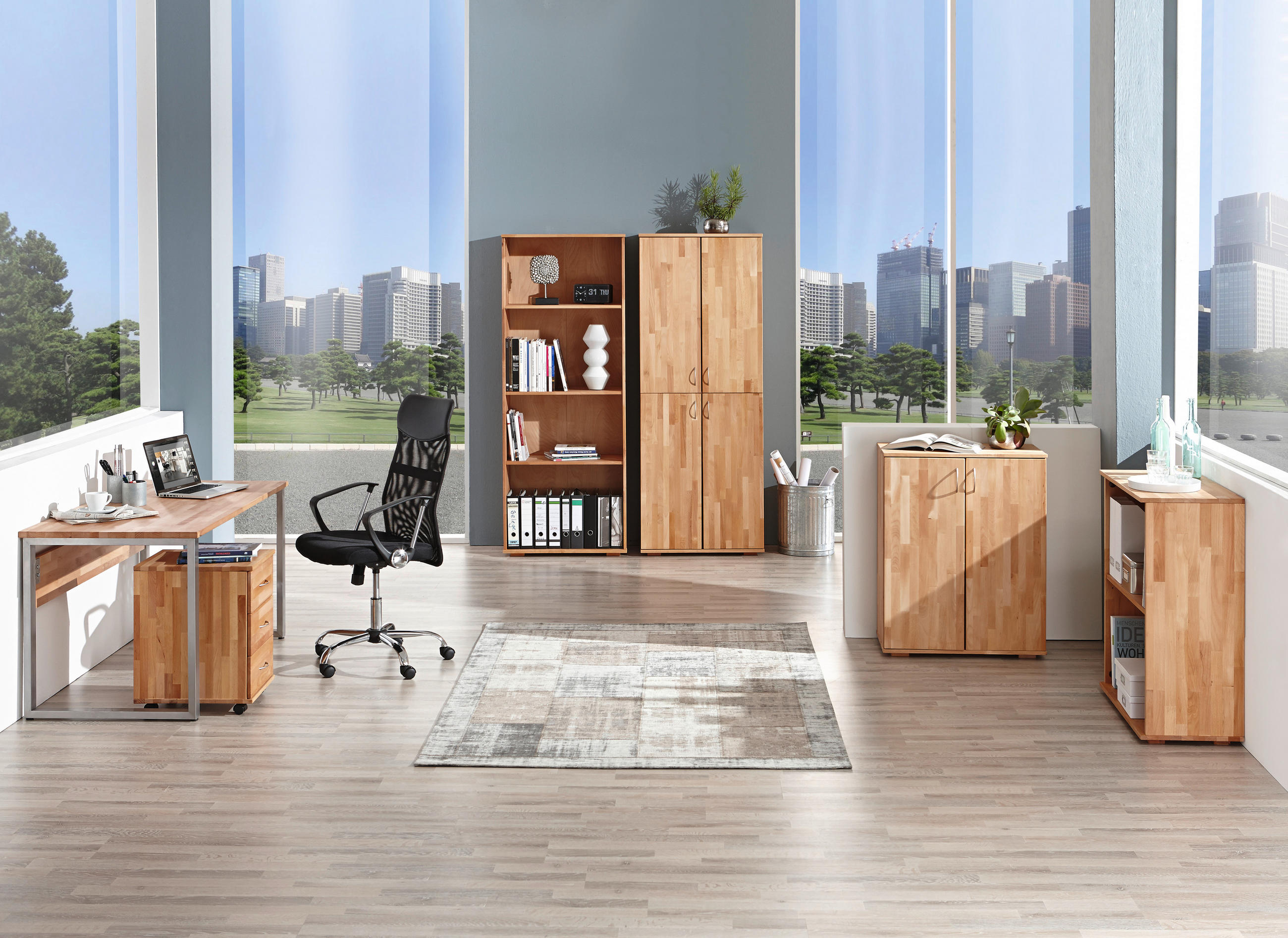 AKTENSCHRANK Kernbuche massiv Kernbuche  - Kernbuche, Design, Holz (73/189/38cm) - Carryhome