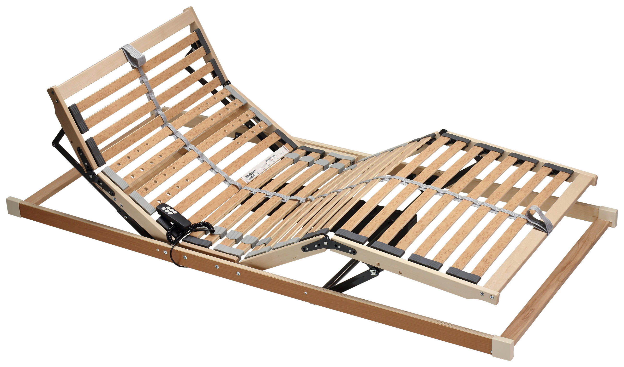 LATTENROST 100/200 cm Kopfteil, Fußteil, Mittelzone verstellbar, Birke  - Basics, Holz (100/200cm) - Sleeptex